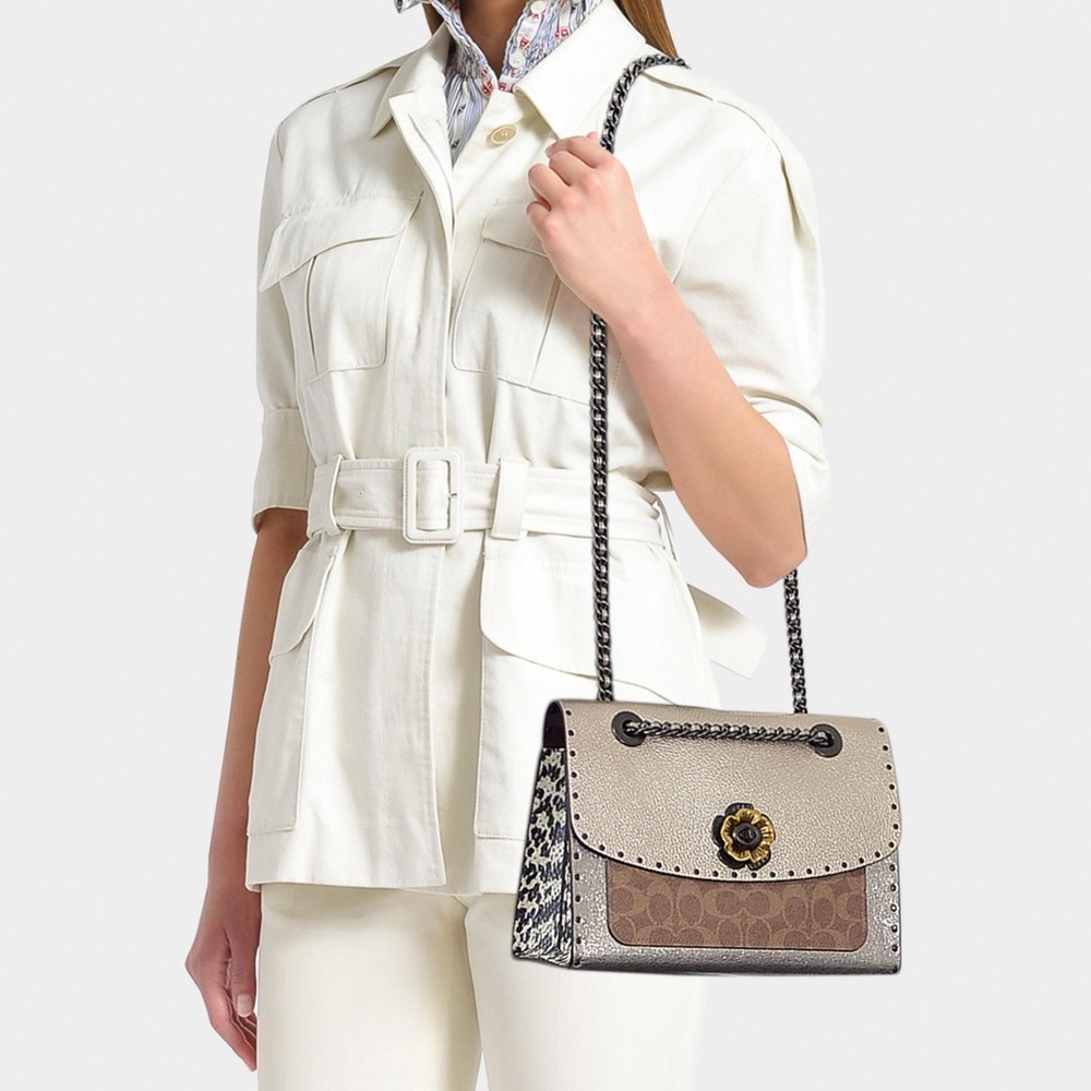 NEW Coach Parker with rivets and snakeskin detail